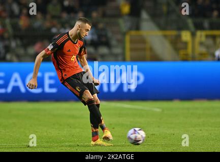 Bruxelles, Belgique. 14th mars 2021. Bruxelles, Belgique, 22 septembre 2022: Zeno Debast de Belgique photographié lors de la cinquième Ligue des Nations de l'UEFA Un match dans le groupe 4 entre la Belgique, appelé les Devils rouges, et le pays de Galles au stade du Roi Baudouin à Bruxelles, Belgique. (David Catry/SPP) crédit: SPP Sport presse photo. /Alamy Live News Banque D'Images