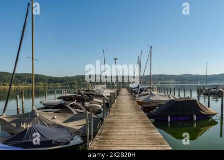 Jetée sur le lac de Constance, Bodman-Ludwigshafen, Bade-Wurtemberg, Allemagne Banque D'Images