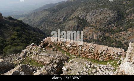 Forteresse nimrod en Israël, vestiges du château sur les hauteurs du Golan, près de la frontière israélienne avec le Liban. La forteresse de Nimrod, parc national, paysage sur les pentes du mont Hermon. Banque D'Images