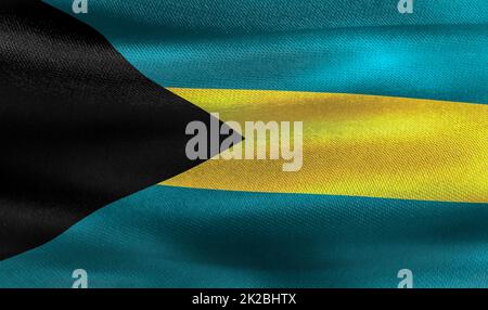 Drapeau des Bahamas - drapeau en tissu de tissage réaliste Banque D'Images