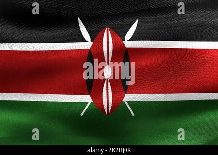 3D-Illustration d'un drapeau du Kenya - drapeau de tissu d'ondulation réaliste Banque D'Images