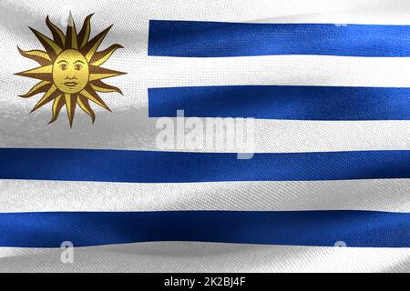 3D-Illustration d'un drapeau uruguayen - drapeau de tissu d'ondulation réaliste Banque D'Images