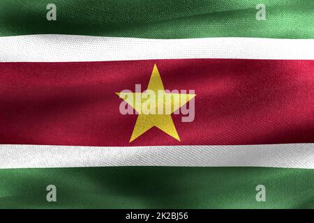 3D-Illustration d'un drapeau du Suriname - drapeau de tissus d'ondulation réaliste Banque D'Images