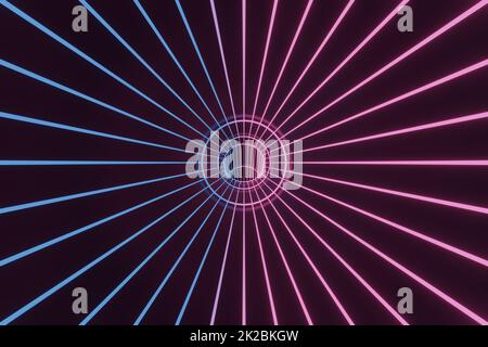 Couloir avec éclairage bleu et rose Banque D'Images