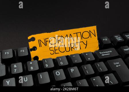 Affichage conceptuel sécurité des informations. Idée d'entreprise protégée contre l'utilisation illégale d'informations création d'un nouveau livre de recettes en ligne, saisie et partage de recettes de cuisine Banque D'Images