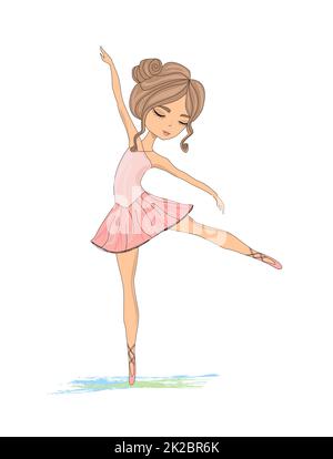 Belle ballerine, doodle graphique illustration Banque D'Images