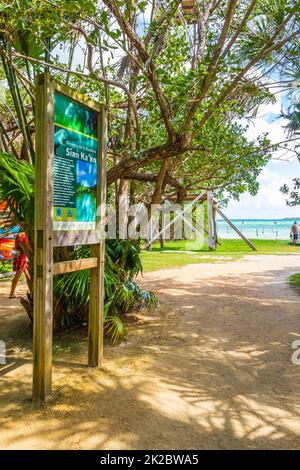 Sian Kaan National Park information entrée bienvenue Sing board Mexique. Banque D'Images