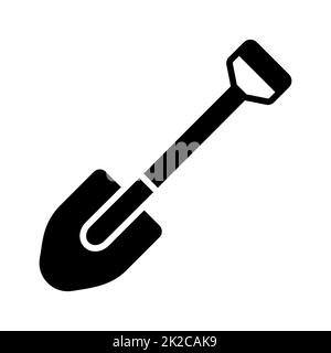 Icône de glyphe vecteur isolée de pelle de jardin Banque D'Images