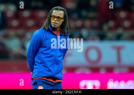 Warsaw, Poland. 22nd Sep, 2022. Edgar Davids during the UEFA Nations League, League A, Group 4 match between Poland and Netherlands at PGE National Stadium in Warsaw, Poland on September 22, 2022 (Photo by Andrew SURMA/ Credit: Sipa USA/Alamy Live News Stock Photo