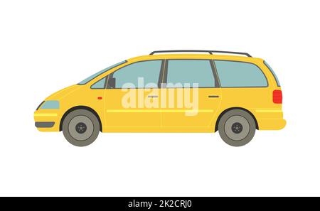 Grosse minifourgonnette jaune sur fond blanc - Vector Banque D'Images