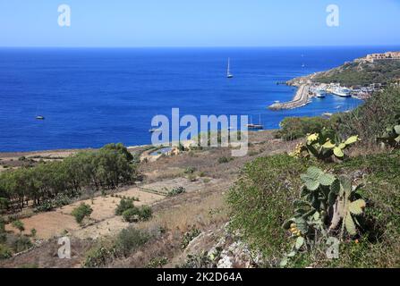 Vue sur le port de Mgarr sur Gozo. Malte Banque D'Images