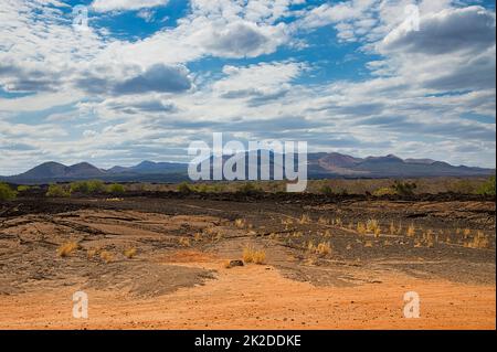 Les collines de Chyulu se trouvent dans le parc national de Tsavo West, au Kenya. Banque D'Images