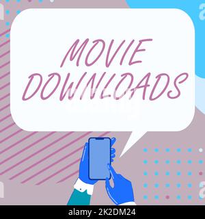 Affiche les téléchargements de films. Business Showcase transfère l'intégralité du film pour le stockage local et l'utilisation ultérieure Mobile Drawing partage des commentaires positifs et bonne bulle de la parole Banque D'Images