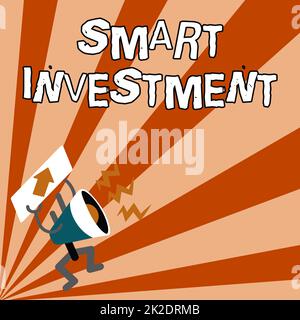 Légende présentant Smart Investment. Approche commerciale affectation de fonds à un actif ou à un capital d'engagement mégaphone Affichage d'un message important présentant un rapport détaillé Banque D'Images