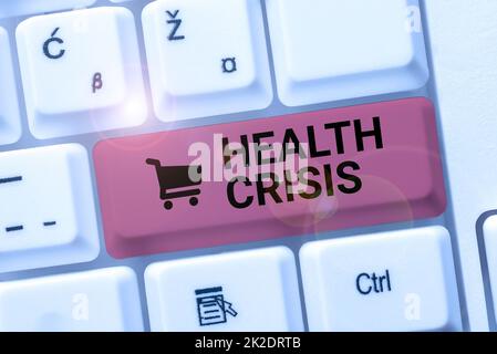 Rédaction affichant le texte crise de santé. Business concept condition physique problème qui affecte l'humain dans les zones plus géographiques Résumé présenter Ethical Hacker, taper des notes créatives et des idées Banque D'Images
