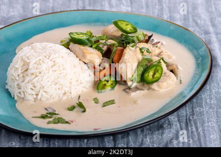 curry de poulet thaïlandais avec riz Banque D'Images