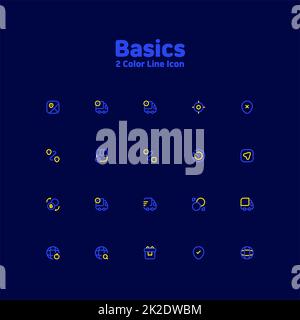 Jeu d'icônes de ligne de base simple et minimal pour interface Web et mobile UI UX Banque D'Images