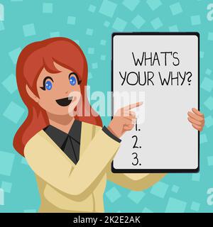 Légende conceptuelle votre question Pourquoi. Photo conceptuelle ce que S votre question Pourquoi femmes d'affaires dessin tenue blanc Tableau de présentation annonces Banque D'Images