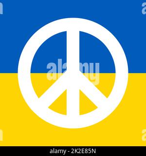 Symbole de la paix ukrainienne - séjour avec l'Ukraine. Ukraine affiche vectorielle. Concept de crise militaire ukrainienne et russe, conflit entre l'Ukraine et la Russie. Soutenir, prier et aider l'Ukraine pendant la guerre. Banque D'Images