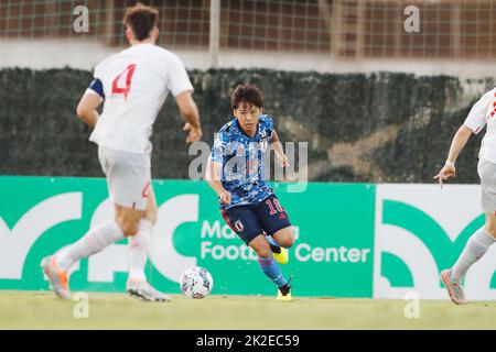 San Pedro Alcantara, Spain. 22nd Sep, 2022. Koki Saito (JPN) Football/Soccer : Under-21 International Friendly match between U21 Japan 1-2 U21 Switzerland at the Marbella Football Center in San Pedro Alcantara, Spain . Credit: Mutsu Kawamori/AFLO/Alamy Live News Banque D'Images