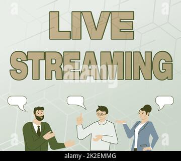 Affichage conceptuel Live Streaming. Aperçu de l'entreprise transmettre la couverture vidéo en direct d'un événement sur Internet partenaires discutant construire de nouvelles idées merveilleuses pour l'amélioration des compétences. Banque D'Images