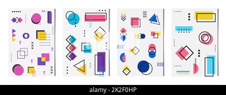 Ensemble de 4 pièces formes géométriques abstraites fonds légers, modèles pour la publicité, cartes de visite, textures - Vector Banque D'Images