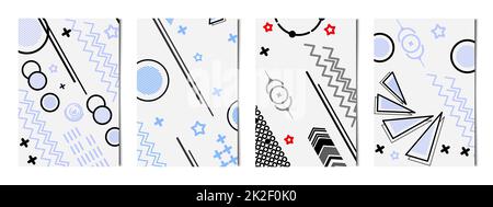 Ensemble de 4 pièces formes géométriques abstraites fonds légers, modèles pour la publicité, cartes de visite, textures - Vector Banque D'Images