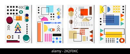 Ensemble de 4 pièces formes géométriques abstraites fonds légers, modèles pour la publicité, cartes de visite, textures - Vector Banque D'Images