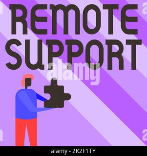 Affichage conceptuel support à distance. Concept signification aider les utilisateurs finaux à résoudre les problèmes et les problèmes informatiques à distance Business Man tenant Jigsaw Puzzle Piece débloquer de nouvelles technologies futuristes Banque D'Images