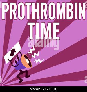 Légende conceptuelle temps de prothrombine. Idée d'affaires évaluer votre capacité à former correctement des caillots de sang Megaphone Afficher un message important présentant un rapport détaillé Banque D'Images