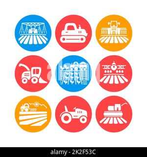 Icône de glyphe de champ d'exploitation. Panneau de transport agricole Banque D'Images