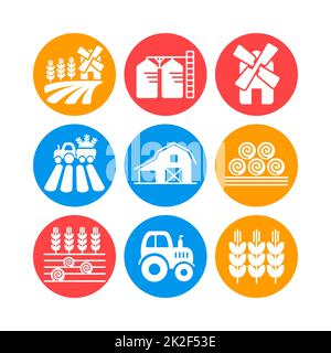 Icône de glyphe de vecteur de champ d'exploitation. Panneau Agriculture Banque D'Images