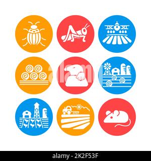 Icône de glyphe de champ d'exploitation. Signe animal d'agriculture Banque D'Images