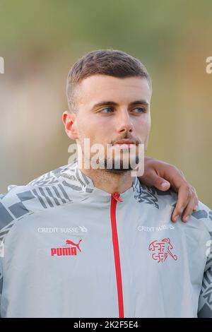 San Pedro Alcantara, Spain. 22nd Sep, 2022. Darian Males (SUI) Football/Soccer : Under-21 International Friendly match between U21 Japan 1-2 U21 Switzerland at the Marbella Football Center in San Pedro Alcantara, Spain . Credit: Mutsu Kawamori/AFLO/Alamy Live News Banque D'Images