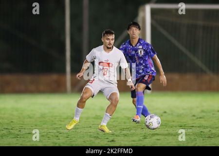 San Pedro Alcantara, Espagne. 22nd septembre 2022. Bleudian Krasniqi (SUI) football : moins de 21 ans rencontre internationale amicale entre U21 Japon 1-2 U21 Suisse au Marbella football Centre à San Pedro Alcantara, Espagne . Crédit: Mutsu Kawamori/AFLO/Alay Live News Banque D'Images