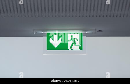 Waldshut Tiengen, Germany. 22nd Sep, 2022. A sign in the town hall indicates the emergency exit. Credit: Silas Stein/dpa/Alamy Live News Stock Photo