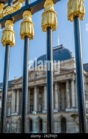 Détail de la clôture du Palais Royal de Bruxelles, Belgique Banque D'Images