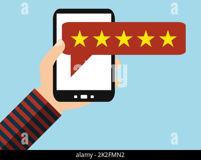 5 étoiles en ligne - satisfaction des consommateurs Banque D'Images