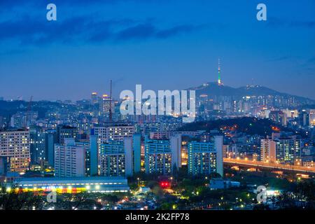Vue de nuit de Séoul, Corée du Sud Banque D'Images