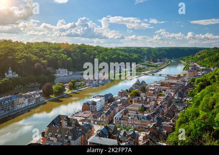 Vue aérienne de la ville de Dinant, Belgique Banque D'Images