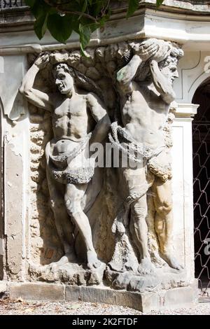 Décoration sculpture du château de Ploskovice Banque D'Images