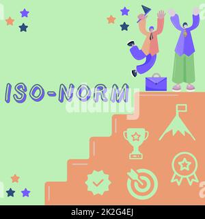 Affiche présentant la norme ISO. Concept d'affaires norme acceptée ou une façon de faire les choses les plus en se montrant d'accord Banque D'Images