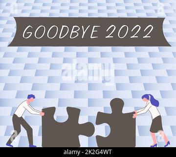 Légende conceptuelle Au revoir 2022. Business concept New Year Eve Milestone Last Month Celebration transition Banque D'Images