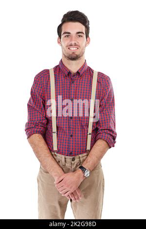 Le type que vous voulez apporter à la maison à vos parents. Studio portrait d'un beau jeune homme posant sur un fond blanc. Banque D'Images