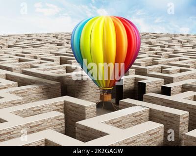 Ballon d'air chaud sur labyrinthe Banque D'Images