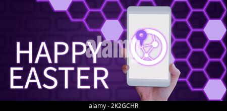 Légende conceptuelle Joyeuses Pâques. Concept d'affaires Fête chrétienne commémorant la résurrection de Jésus Banque D'Images