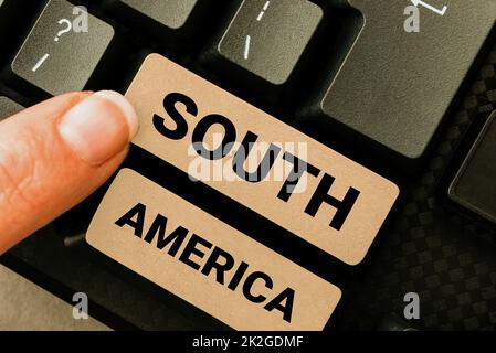 Inspiration montrant le signe de l'Amérique du Sud. Aperçu des affaires continent dans l'hémisphère occidental Latinos connu pour les carnavals Banque D'Images