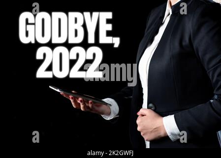 Inspiration montrant le signe Au revoir 2022. Transition de la célébration du mois dernier de Word pour la Saint-Sylvestre Banque D'Images