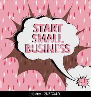 Affiche Start Small Business. Aperçu de l'entreprise aspirant Entrepreneur une nouvelle industrie de commerce de risque Banque D'Images