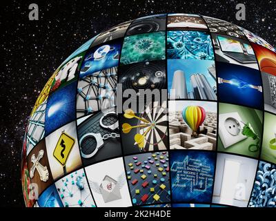 Globe couvert d'écrans de télévision Banque D'Images